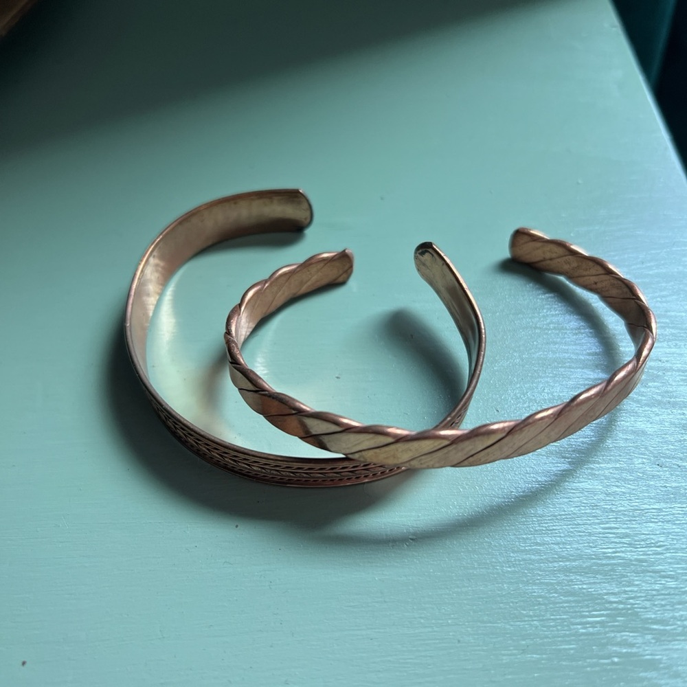 Elegant Copper Cuff Bracelet Duo - Picture 2 of 3